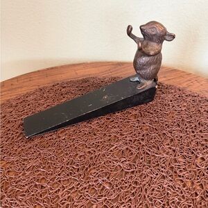 Unique Vintage Black and Brown Mouse Door Wedge
